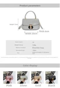 Detailed size chart and multi-color view of shimmering sequin square handbag for women