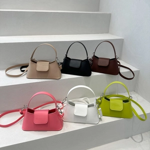 Vintage PU Leather Crossbody Bag For Women Minimalist Flap Underarm Bag Color Matching Small Square Handbag Fashion Daily Bag