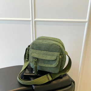 Sac Bandoulière Femme en Velours Côtelé Minimaliste Urbain Sac à Épaule Carré Besace Décontractée Quotidienne Avec Tirette Tressée