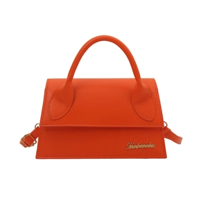 Sac à bandoulière trapèze chic orange vif en cuir synthétique avec poignée