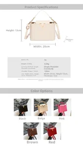 Detailed size specifications for crocodile pattern crossbody bag showing dimensions and colors