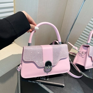 Elegant Women PU Leather Underarm Crossbody Bag Glitter Rhinestone Flip Handbag Small Square Shoulder Bag Party Purse
