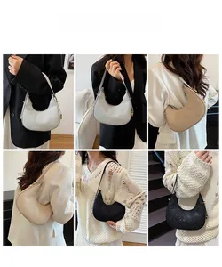 Detailed views of hobo crescent bags in silver, gold, and black for daily outfits