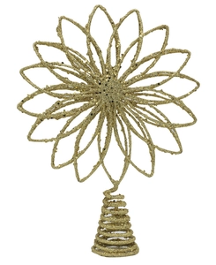 Detail of gold glitter iron star tree topper with spiral base for Christmas decoration