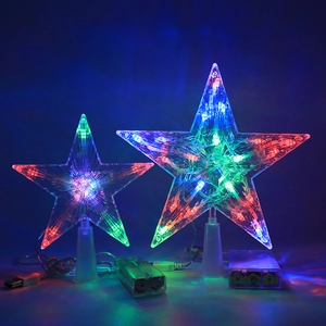 Weihnachtsbaumspitze Stern LED Bunt Licht USB Batterie Doppelt Betrieben Glänzend Kunststoff Stern Für Festliche Feiertagsdekoration