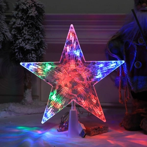 Leuchtende Weihnachtsbaumspitze als Stern mit bunten LED-Lichtern und USB-Batteriebetrieb