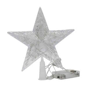 LED Weihnachtsbaumspitze Stern mit USB-Batteriebetrieb und transparenter Kunststoffstruktur