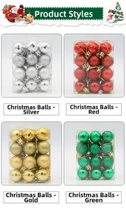 Detailed set of 3cm Christmas balls in silver, red, gold, and green with mixed finishes