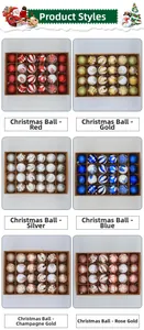 Close-up of 24-piece Christmas ball set with matte, glitter and painted snowflake textures