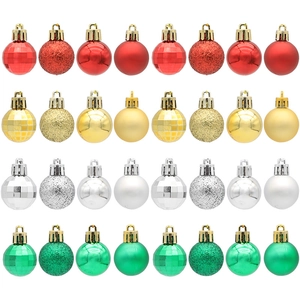 24-piece assorted Christmas ball set in red gold silver green with varied textures