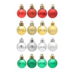 Set of 24 Christmas ball ornaments in red, gold, silver and green with mixed textures