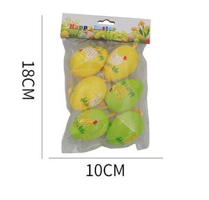 Detailed view of 6 Easter eggs in packaging with size labels 18cm by 10cm