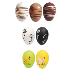Pack of six decorative Easter eggs with diverse floral and chick patterns for holiday decor