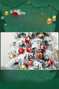 Close-up of 8cm painted Christmas balls with star and snowflake patterns on a tree