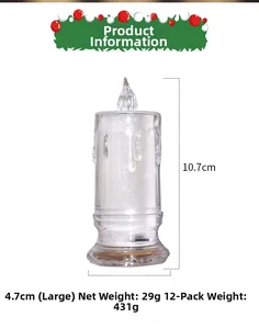 Detailansicht der großen LED-Kerze mit Glitzer, 10,7 cm hoch und 4,7 cm breit