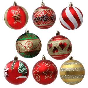Christmas Balls Painted Glitter Ornaments Shatterproof Plastic Snowflake Star Patterns Holiday Tree Hanging Decorations Festive Home Decor