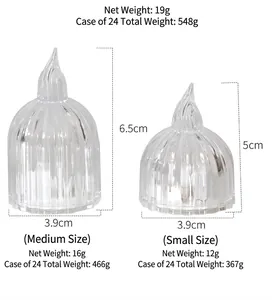 Transparent acrylic windproof LED candle holder set with elegant vertical ribbed texture