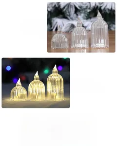 Comparison of vertical striped LED candle lights in day and night settings