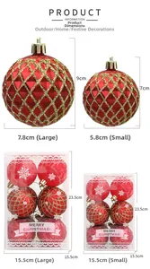 Size chart showing large and small Christmas ball ornaments with detailed dimensions