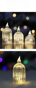 Three sizes of ribbed acrylic LED flameless candles with warm flickering flame tips