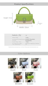 Detailed size chart for vintage crossbody bag with dimensions 22x12x6cm and strap info