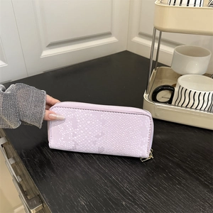 Women Fashion Snake Pattern Long Wallet PU Leather Clutch Bag With Metal Zipper Multi Layer Card Holder Phone Pouch For Daily