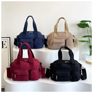 Multiple colors of large capacity nylon boston bags with multi-pocket design for women