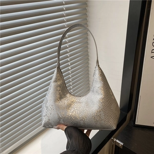 Damen Unterarm Hobo Tasche Schlangenhaut Prägung PU Leder Schultertasche Trendy Crescent Dumpling Handtasche Mode
