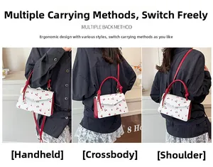 Three ways to wear: Handbag, crossbody, and shoulder bag style for cherry print bag