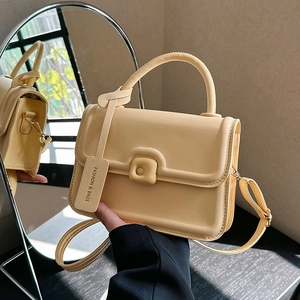 Fashion Women PU Leather Crossbody Bag Minimalist Handheld Square Shoulder Bag Urban Casual Daily Satchel Handbag