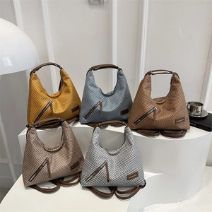 Chic woven pattern hobo bags in five colors with top handle and shoulder strap