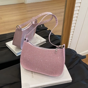 Sac Hobo Tendance en Cuir PU à Strass et Paillettes pour Femmes Sac à Épaule sous le Bras Mode Pochette de Soirée Élégante Sac à Main Décontracté