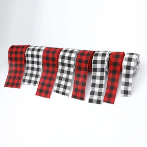 Classic red, black and white plaid decorative ribbons for Christmas gift wrapping