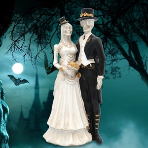 Gothic skull bride and groom wedding figures for Halloween party tabletop decor