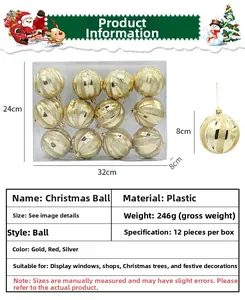 Detailed specification chart for 8cm golden Christmas spiral ornaments showing 12 pieces