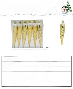 Détail lot de 6 suspensions de Noël stalactites dorées avec motif spirale et dimensions