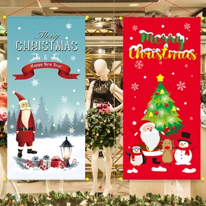 Christmas Hanging Banner Non-woven Fabric Merry Christmas Sign Vertical Wall Window Door Decoration For Party Home Holiday Ornament