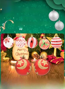 Detail of glitter Christmas ball ornaments with festive patterns on a holiday tree