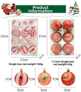 Detailed size specifications for red and white painted Christmas ball ornaments