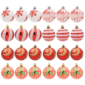 24-piece Christmas ball set with assorted painted snowflake and stripe patterns