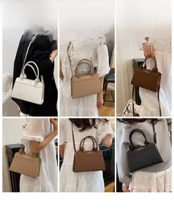 Detail shots of four crocodile texture mini handbags featuring knotted handle and shoulder straps