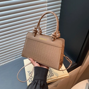 Vintage Crocodile Pattern PU Leather Handbag Women Niche Large Capacity Fashion Bag With Knot Handle Crossbody Tote Bag