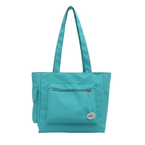 Minimalist cyan tote bag with large capacity for daily commute and campus life