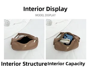 Brown faux leather crossbody bag internal capacity with magnetic closure and phone storage