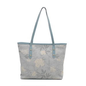 Sac fourre-tout bleu à motif floral avec rivets dorés pour femme, mode 2025