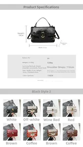 Detail view of crocodile pattern PU leather handbags with multi-color options and dimensions