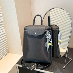 Fashion Women Backpack PU Leather Nylon Waterproof Large Capacity Travel Bag Student Schoolbag With Tennis Pendant