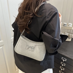 Borsa sottobraccio stile francese con paillettes e fiocco Donna Coreana alla moda Glitter Borsa a tracolla di lusso per feste