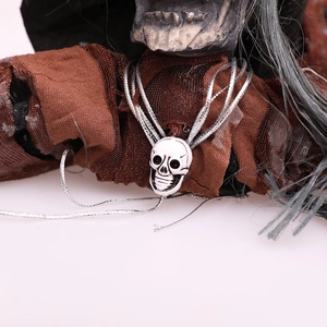 Halloween hanging ghost witch with skull necklace and tattered robes decoration
