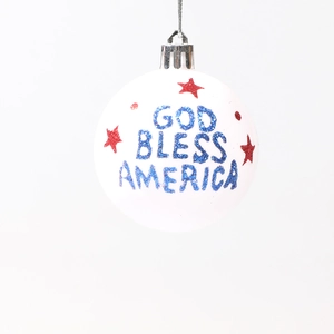 Boule de décoration patriotique USA avec texte God Bless America et étoiles scintillantes